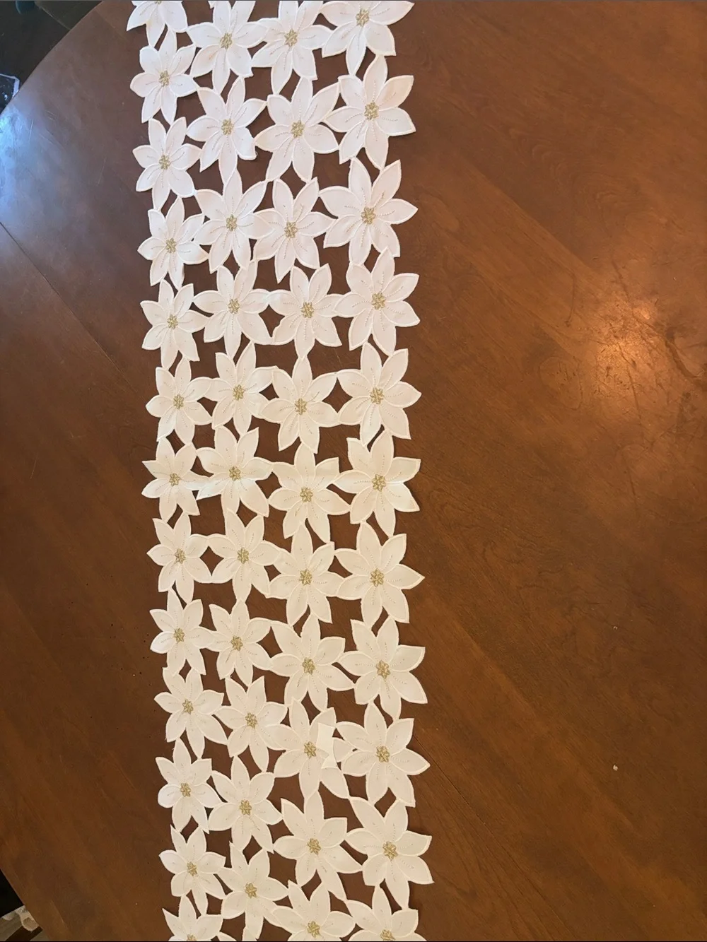 White Floral Lace Table Runner